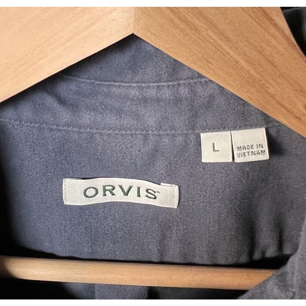 Orvis Womens Large Gray Canvas Shirt Jacket‎ Shacket Snap Front Utility Workwear - Picture 2 of 3